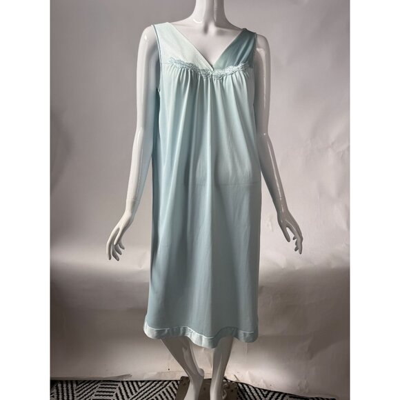 Vanity Fair Vintage Light Blue Nightgown M Made In USA - Picture 1 of 16